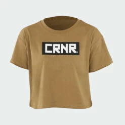 Womens Boxed Crop Tee | Camel